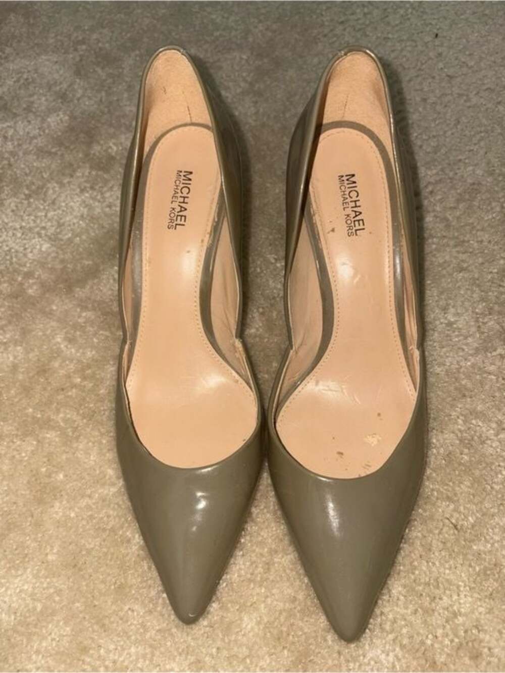 Michael Kors Olive Patent Pointed Toe Stiletto Pumps - Picture 2 of 10